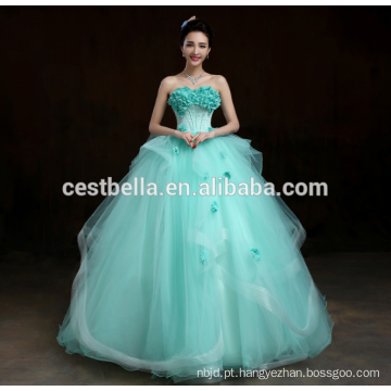 China Fornecedor Custom Made Big Backless Ball Gown Vestido de casamento verde 2017 Puffy Ball Gown